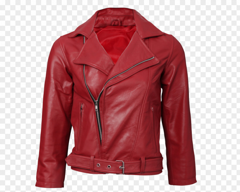 Hand-painted Car Leather Jacket Coat Red PNG