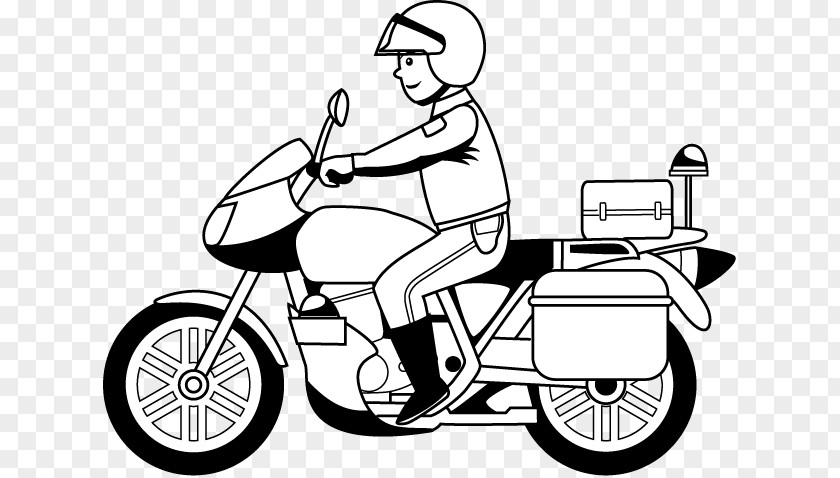 Motorcycle Police Honda Coloring Book PNG