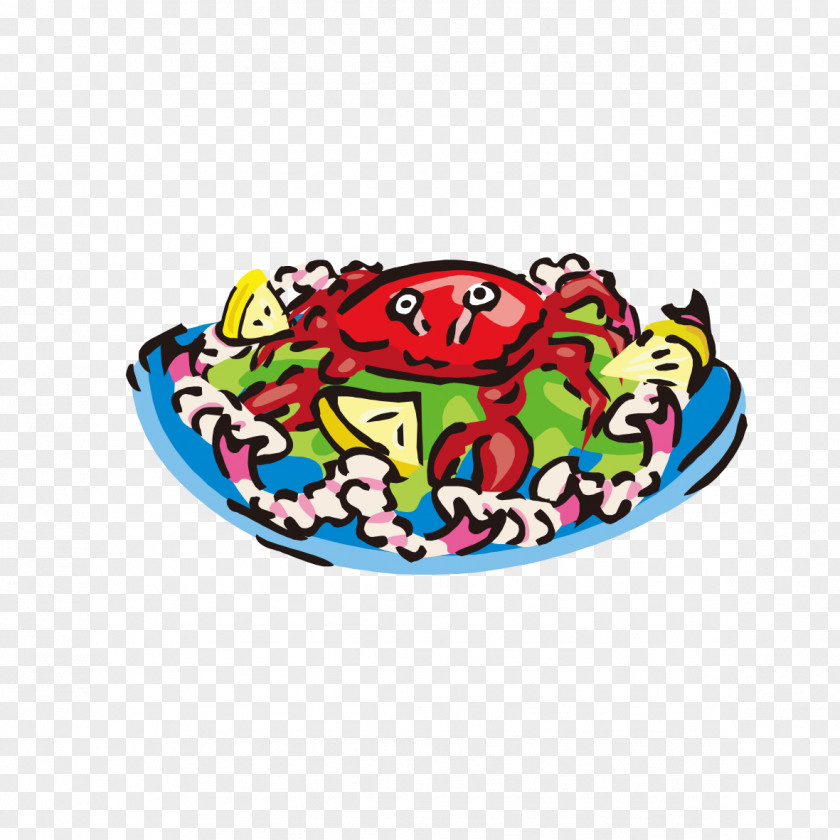 Red Crab On The Plate Lobster Clip Art PNG