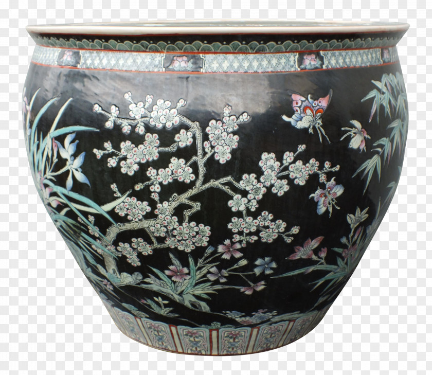 Chinoiserie Ceramic Porcelain Bowl Vase Glass PNG