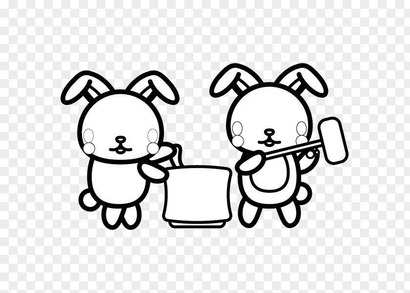 Rabbits Eat Moon Cakes Black And White Netherland Dwarf Rabbit Monochrome Painting Photography PNG