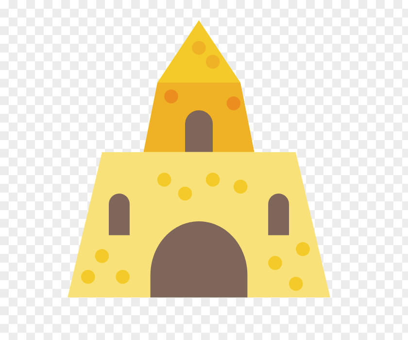 Yellow Beach Castle Cartoon PNG