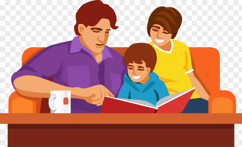Children Reading Books Family Happiness Book PNG