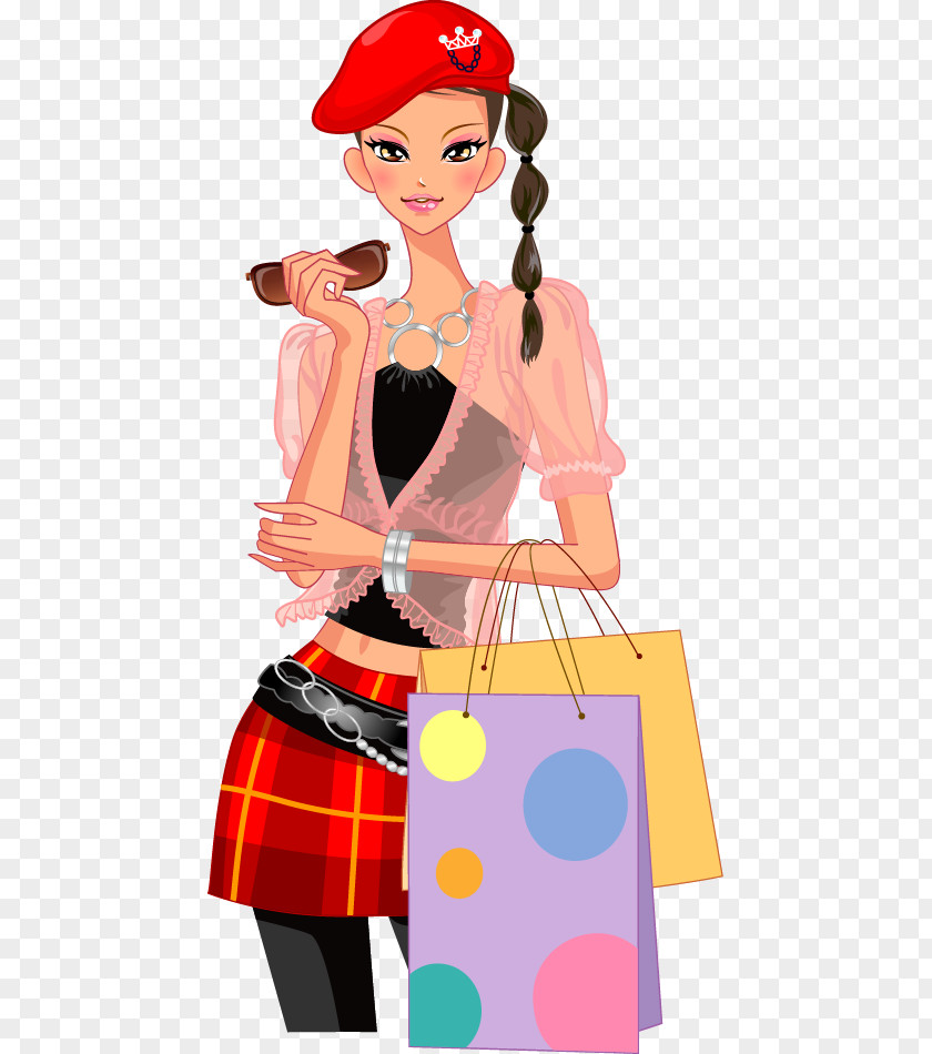 Plot Drawing Vecteur PNG Vecteur, Red cap Shopping Girl material clipart PNG