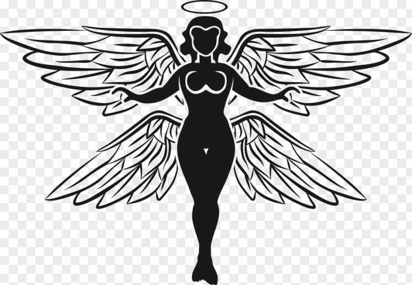 Angel Wings And Halo Clip Art Line Drawing Image Openclipart PNG
