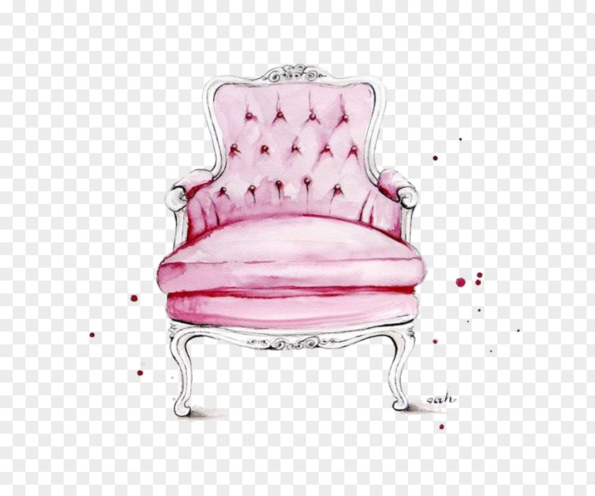 Princess Stool Chair Fashion Illustration Watercolor Painting PNG