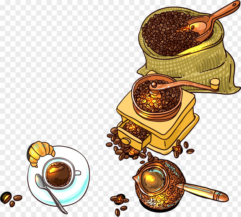 Vector Hand-painted Watercolor Coffee Beans Bean Cafe Painting PNG