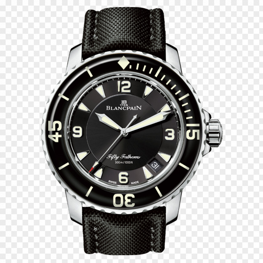 Blancpain Men's Black Sports Watch Male Table Villeret Rolex Sea Dweller Fifty Fathoms PNG
