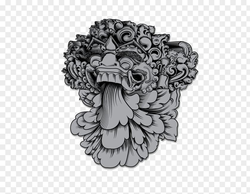 Plaster Lion Barong Bali Mask PNG