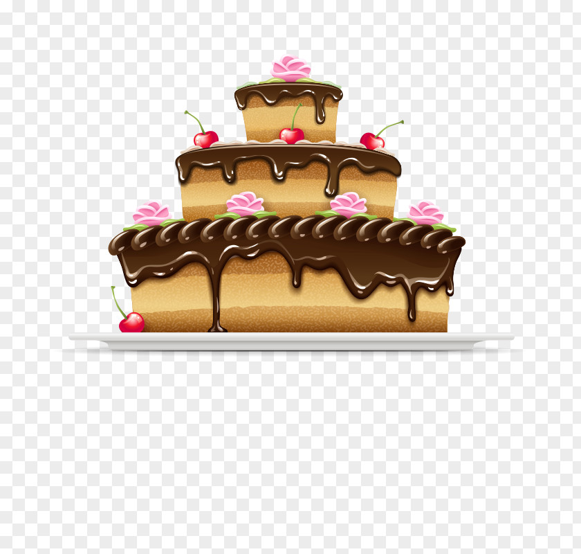 Banner Happy Birthday German Chocolate Cake Cream Cupcake PNG