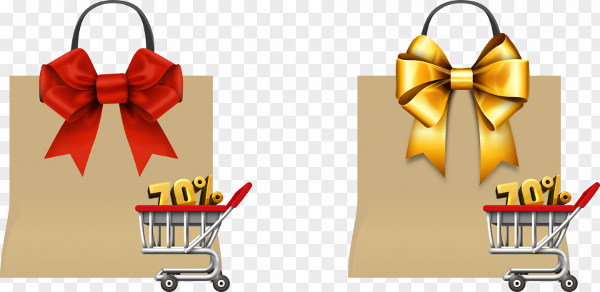 Vector Shopping Bag With Cart PNG