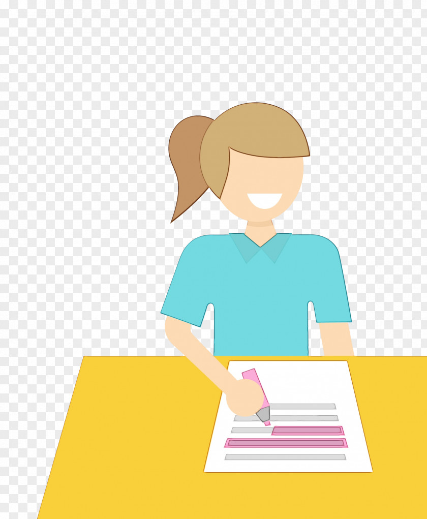 Desk Sitting Yellow Learning Reading Clip Art PNG