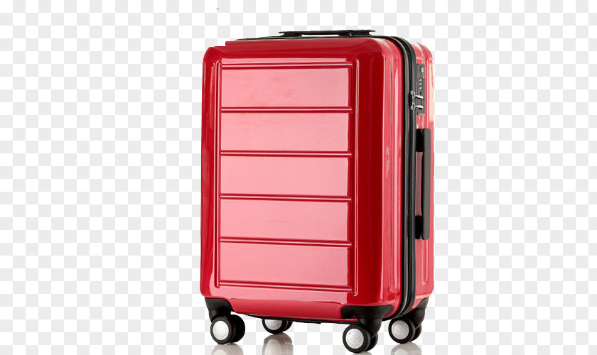 High-grade Red Suitcase Trolley Baggage Cart PNG