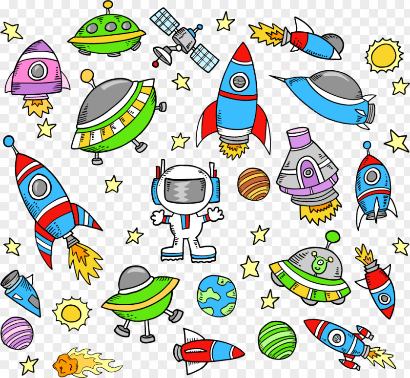 Lovely Hand-painted Illustration Of Children Outer Space Royalty-free Clip Art PNG