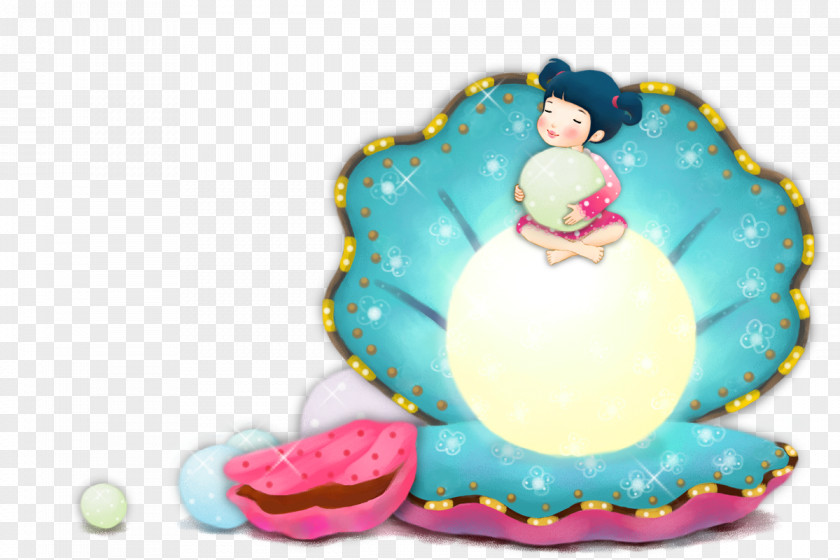 Oyster Mussel Pearl Cartoon PNG , The little girl sat in seashell clipart PNG