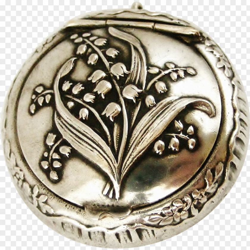 Lily Of The Valley Locket Art Nouveau Silver PNG