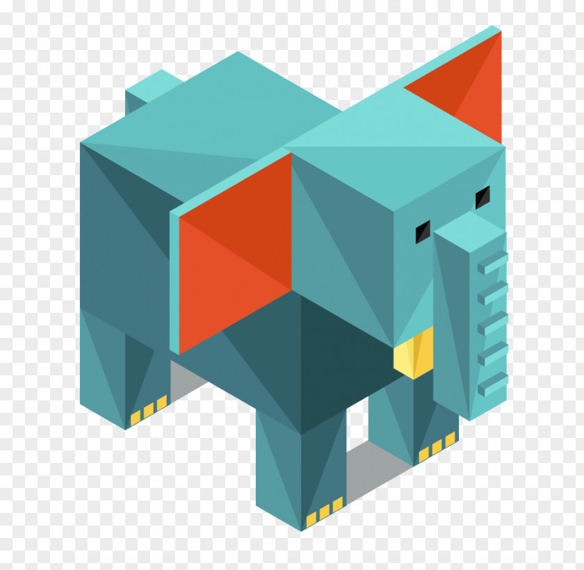Origami Elephant Pentanimals Isometric Projection Icon PNG