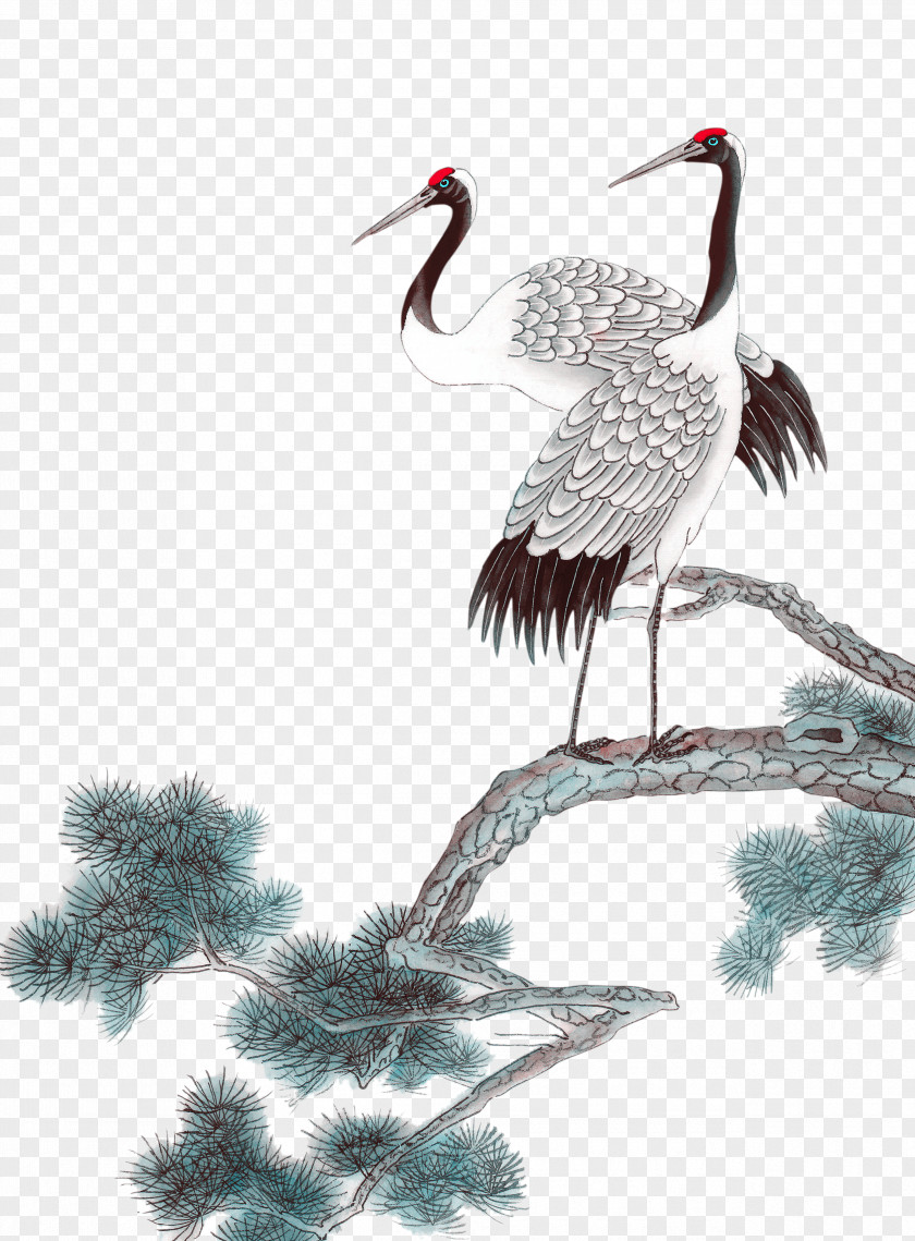 Crane Pictures Ink Wash Painting Siberian PNG