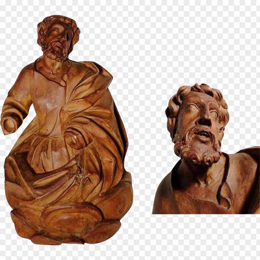 Father & Son Bronze Sculpture Wood Carving Statue PNG