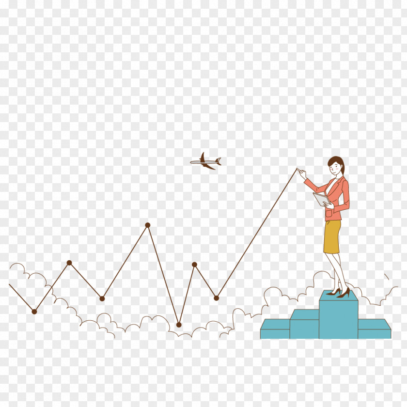 Woman Drawing A Line Chart Download Illustration PNG