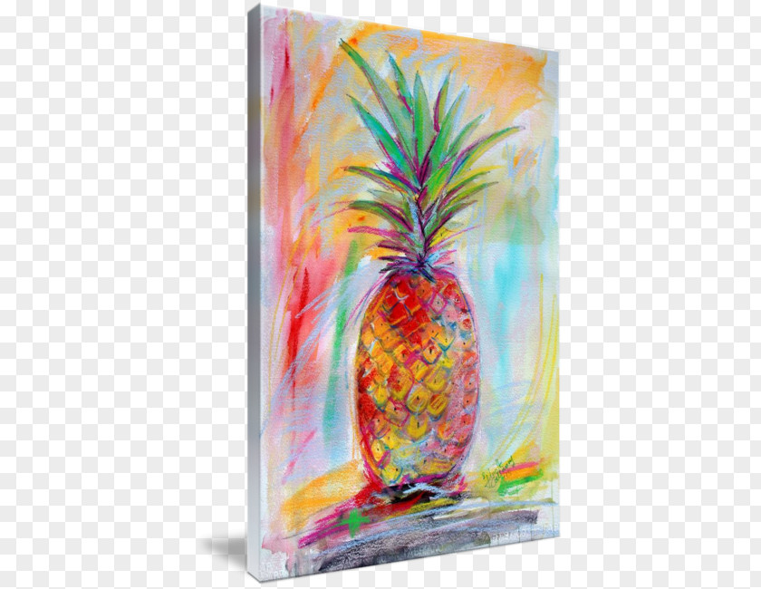 Painted Pineapple Acrylic Paint Upside-down Cake Painting Canvas PNG
