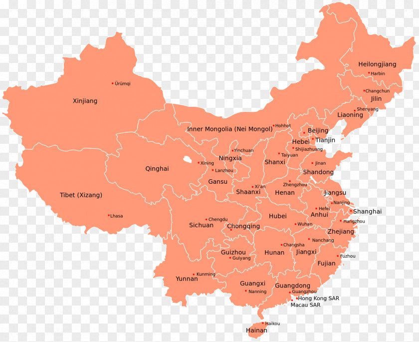 China Provinces Of Blank Map PNG