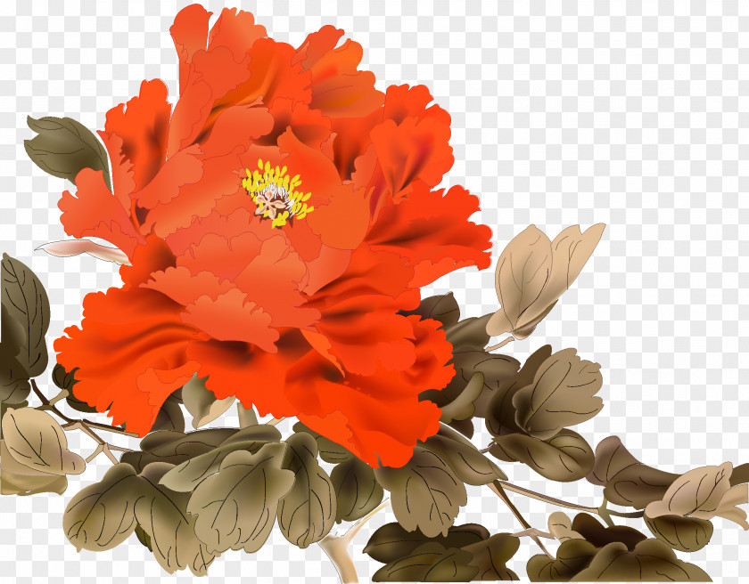 Chinese Wind Peony Vector Moutan Icon PNG