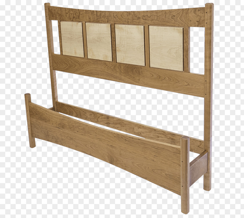 Mid Century Bed Frame Hardwood Lumber Bench PNG