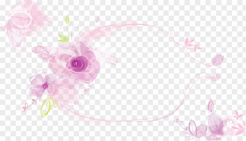 Pink Flower Border Desktop Wallpaper PNG