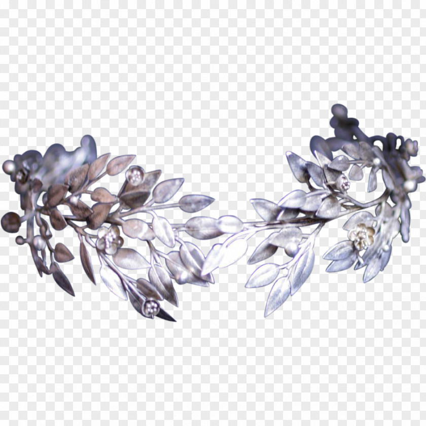 Silver Crown Bridal Leaf Tiara PNG