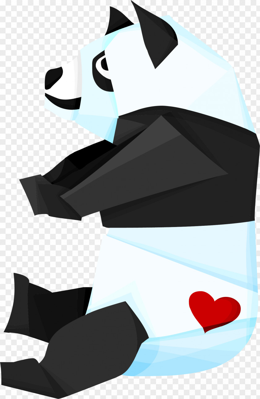 Painted Black And White Panda Origami Paper Model Animal PNG
