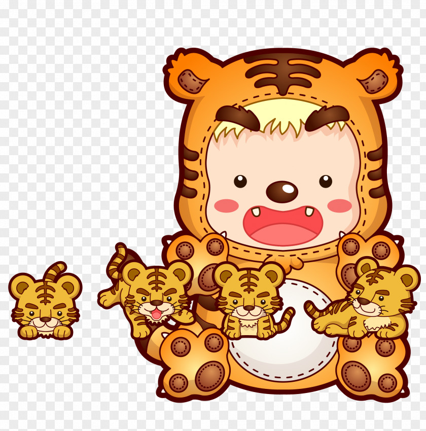 Cute Cartoon Tiger Vector Zodiac Clip Art PNG
