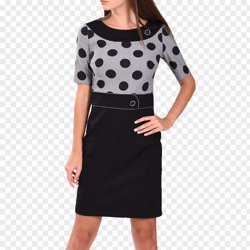 Dress Polka Dot Little Black Shoulder Sleeve PNG
