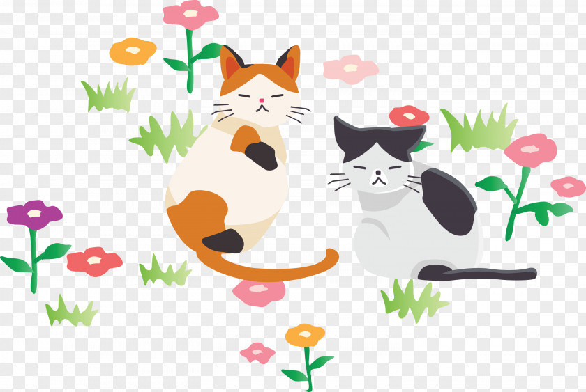 Cartoon Cat Whiskers Tail Small To Medium-sized Cats PNG