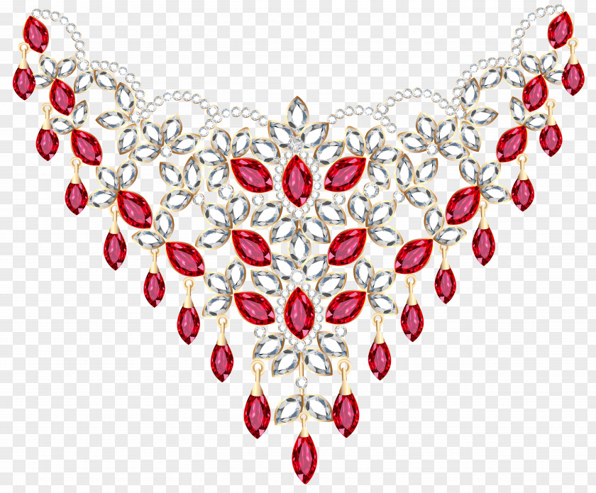 Transparent Diamond And Ruby Necklace Clipart Earring Jewellery Clip Art PNG