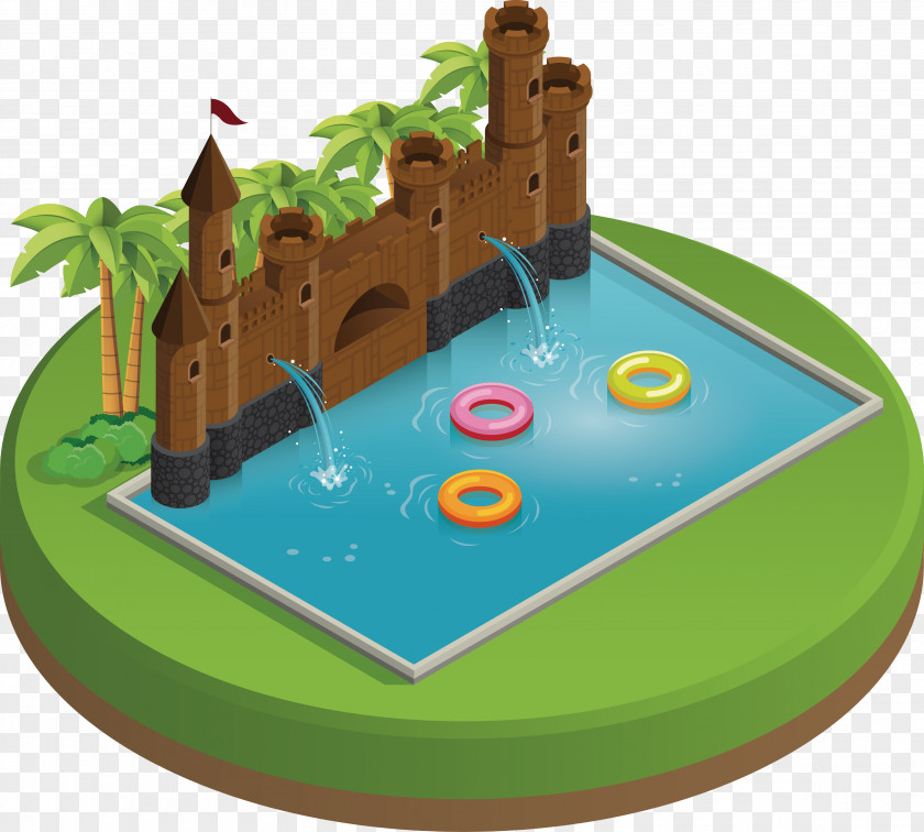 Vector Castle Swimming Pool Playground PNG