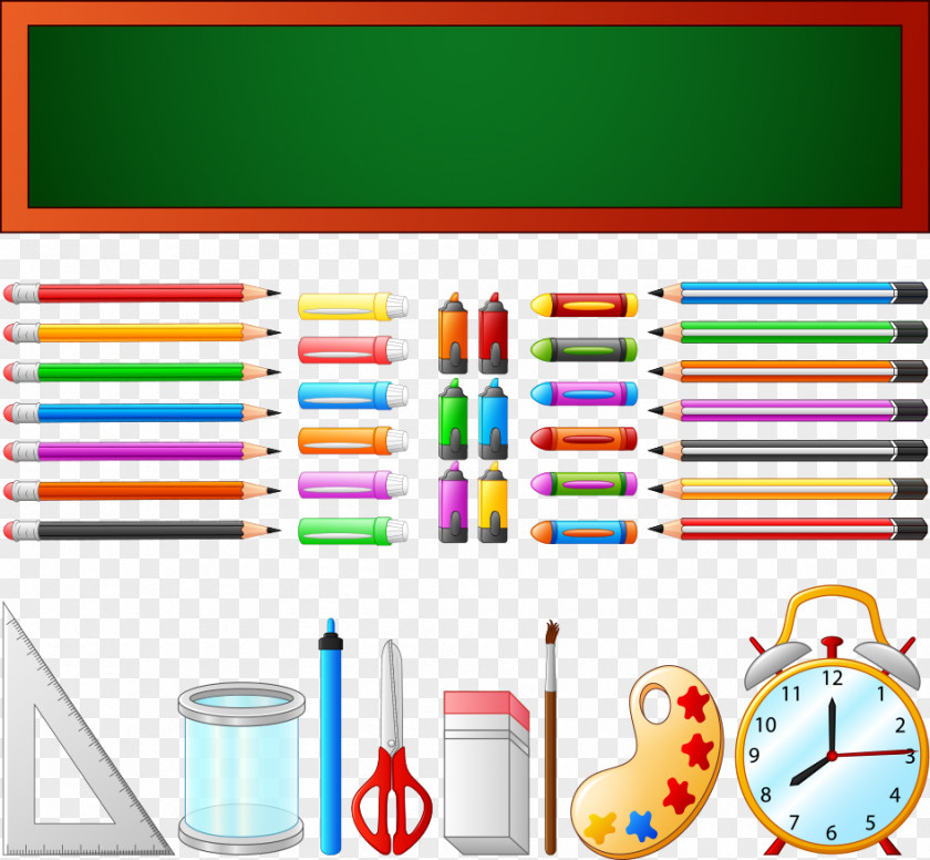 Vector Colored School Supplies Graphic Design Learning PNG