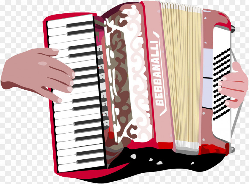 Hand-drawn Characters And Accordion Piano Musical Instrument Diatonic Button Clip Art PNG