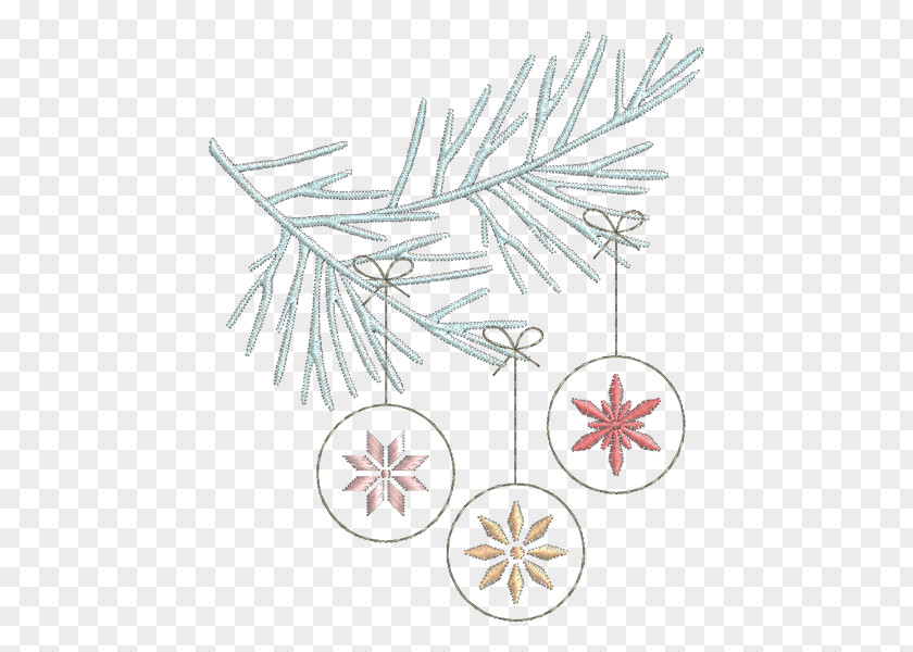 Christmas Embroidery Branch Tree Pattern PNG