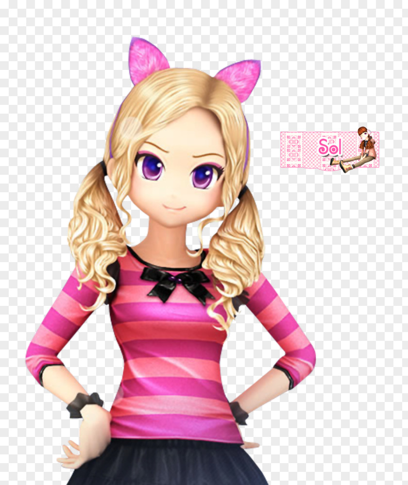Barbie Brown Hair Pink M Figurine PNG
