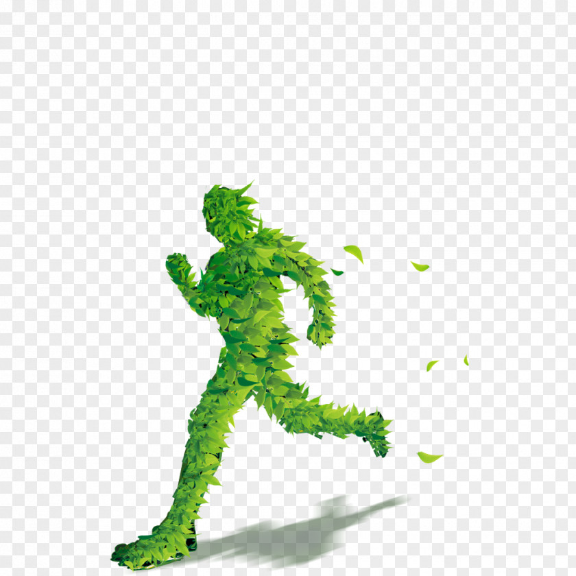 Running Man Light Green Walking PNG