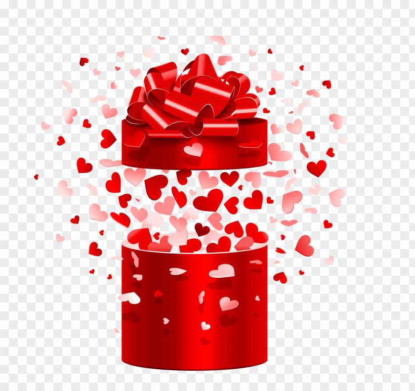 Vector Open Gift Box Microphone Valentine's Day Heart PNG
