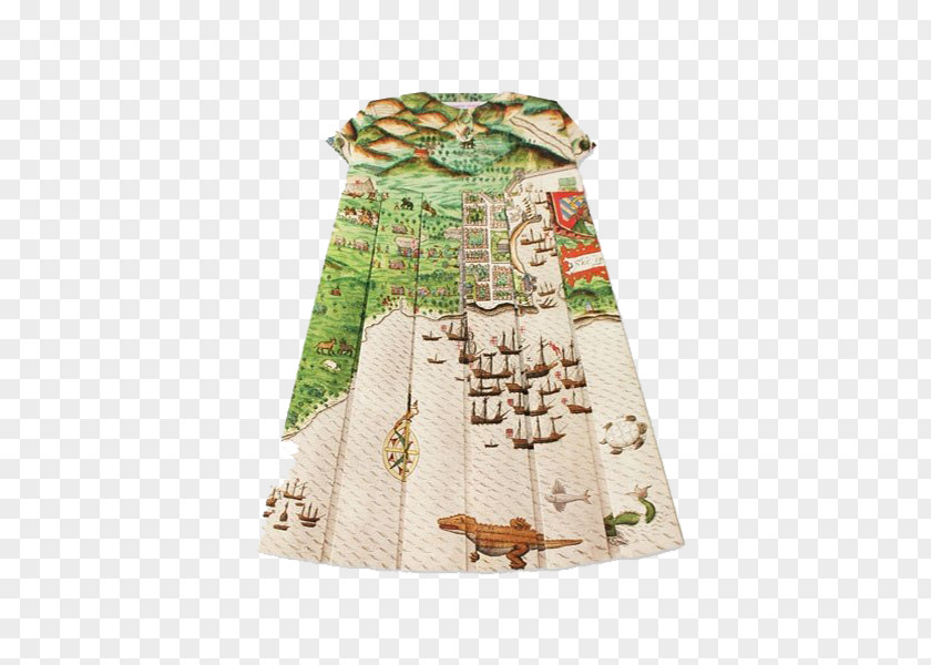 Simple Ancient Landscape Dress Robe Clothing Paper Map PNG