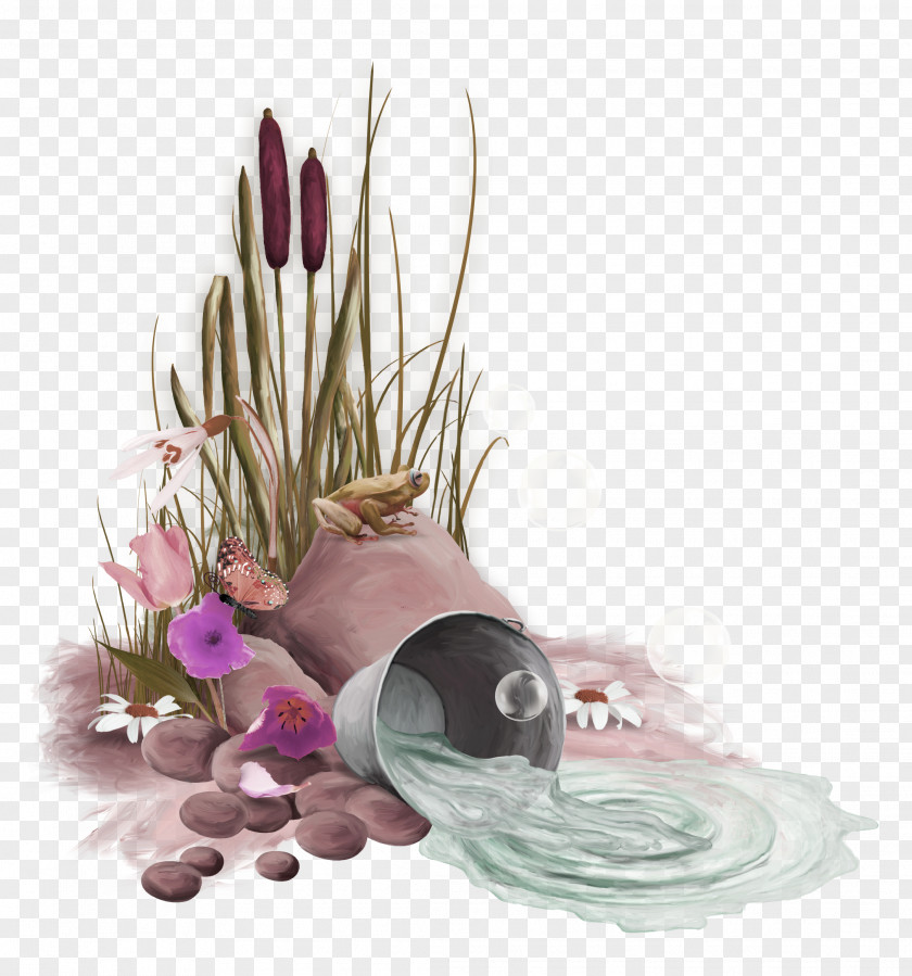 Hand Painted River Plant Stone Decorative Pattern Paper Drawing PNG
