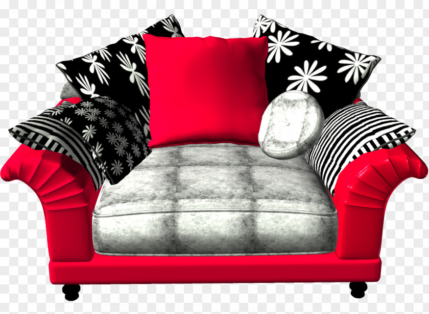 Pillow Couch Furniture Red PNG