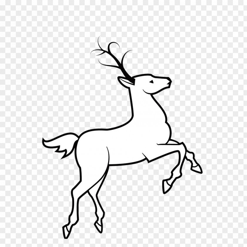 Black And White Unicorn Reindeer Clip Art PNG