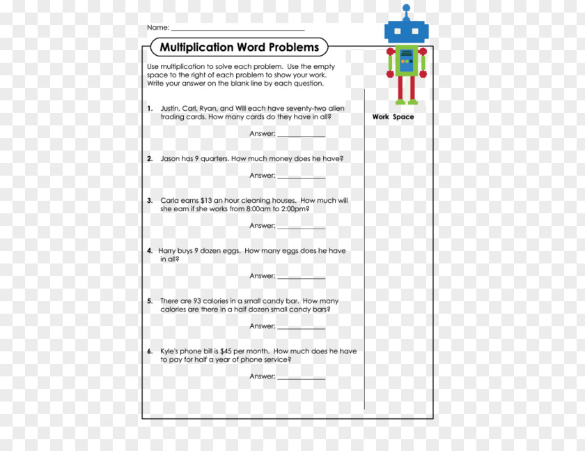 Mathematics Word Problem Multiplication Worksheet Counting PNG