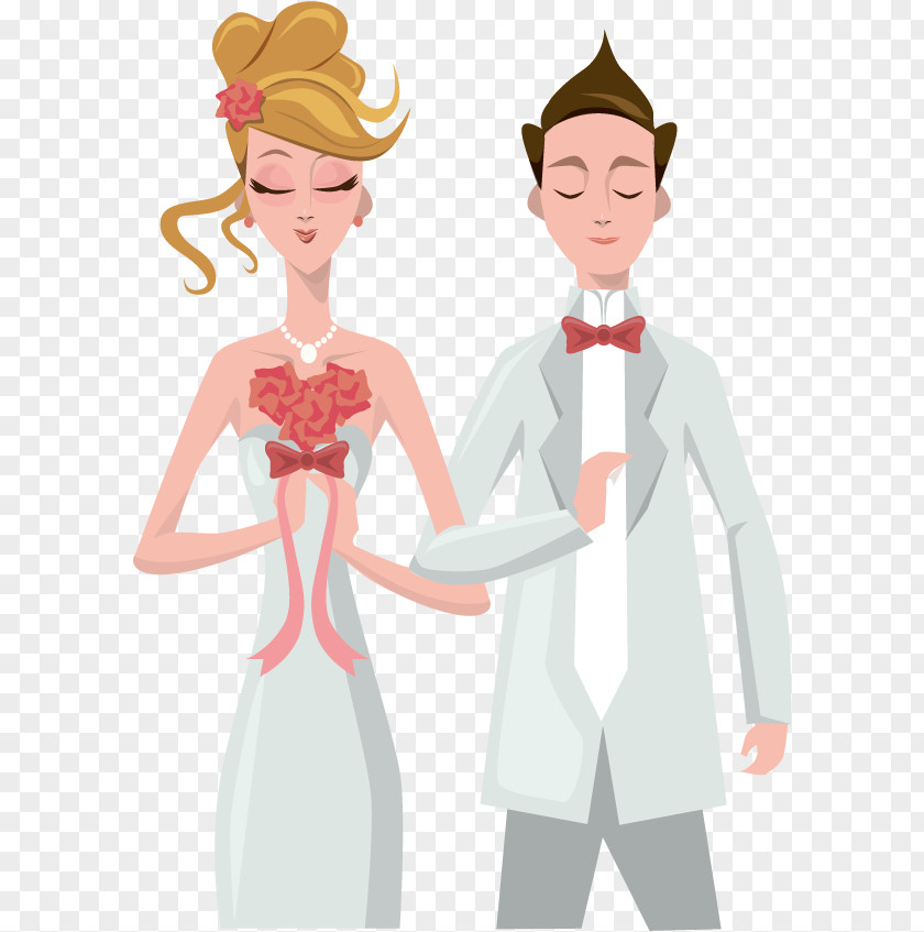 Vector Bride And Groom Get Married Bridegroom Marriage Illustration PNG