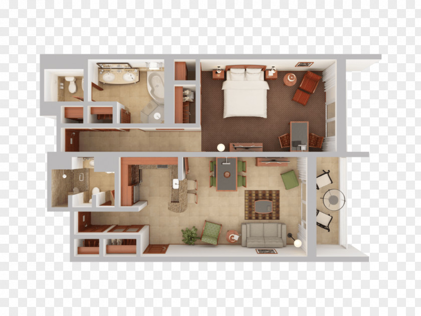 Bedroom 3D Floor Plan House PNG
