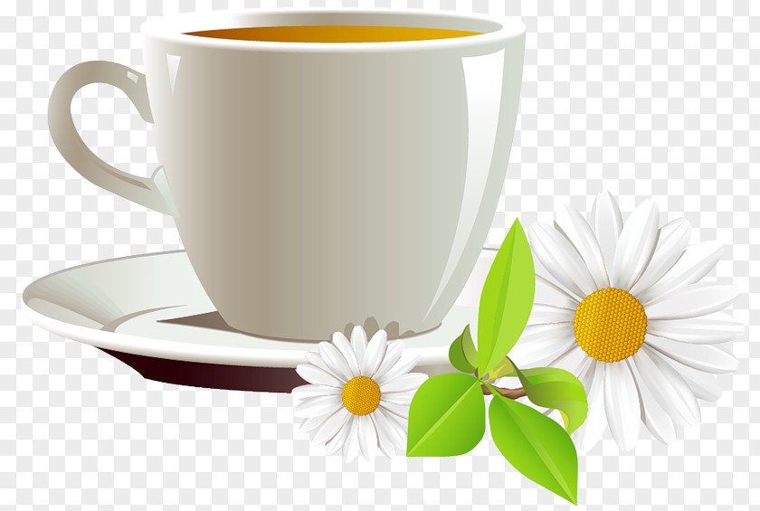 Cup Of Coffee And Daisies Clipart Tea Cafe Clip Art PNG